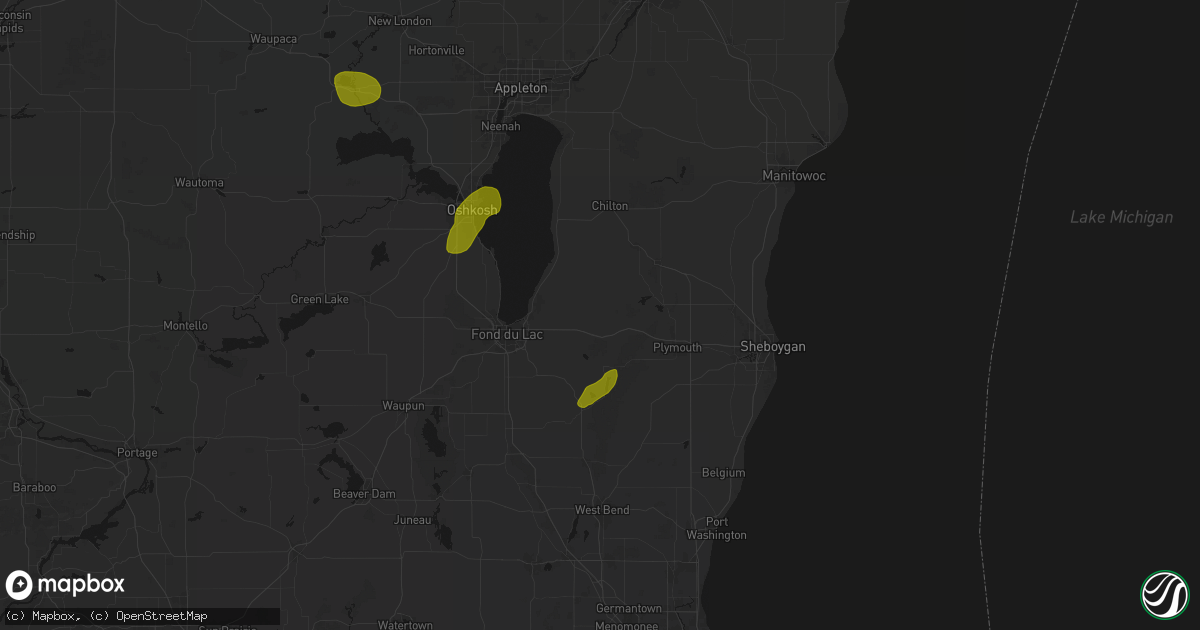 Hail map in Saint Cloud, WI on June 16, 2026