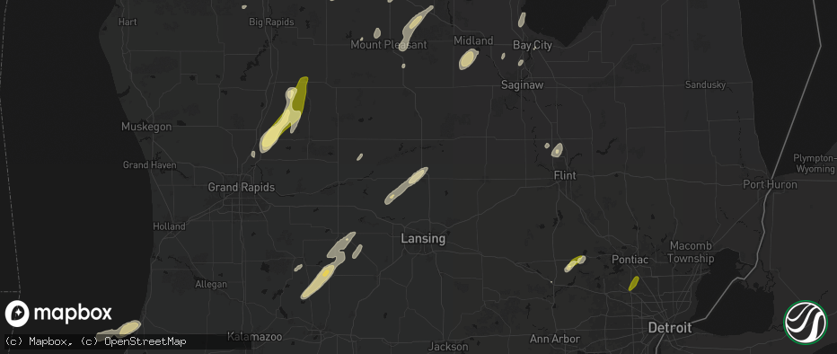 Hail map in Saint Johns, MI on June 16, 2026
