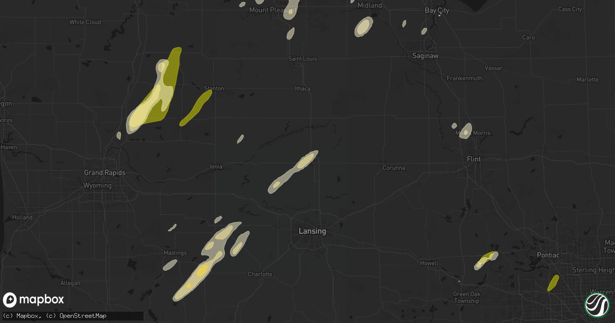 Hail map in Saint Johns, MI on June 16, 2026