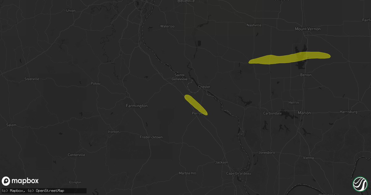 Hail map in Saint Mary, MO on June 16, 2026