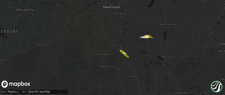 Hail map in Sainte Genevieve, MO on June 16, 2026