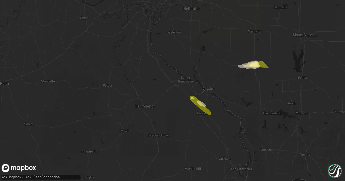 Hail map in Sainte Genevieve, MO on June 16, 2026