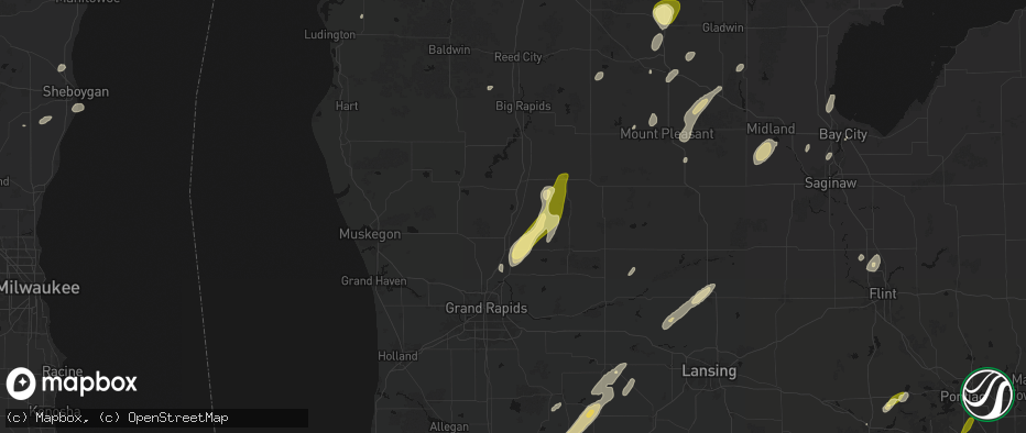 Hail map in Sand Lake, MI on June 16, 2026