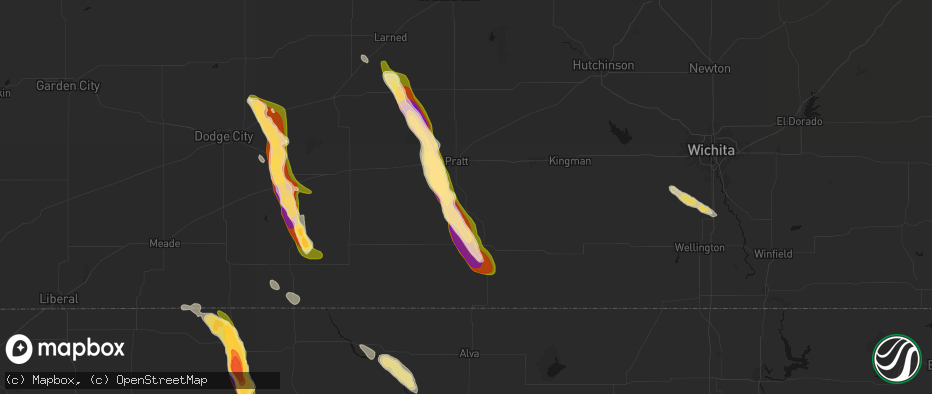 Hail map in Sawyer, KS on June 16, 2026