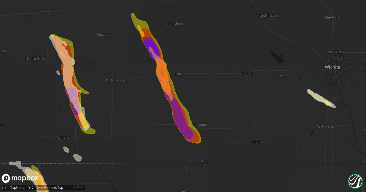 Hail map in Sawyer, KS on June 16, 2026