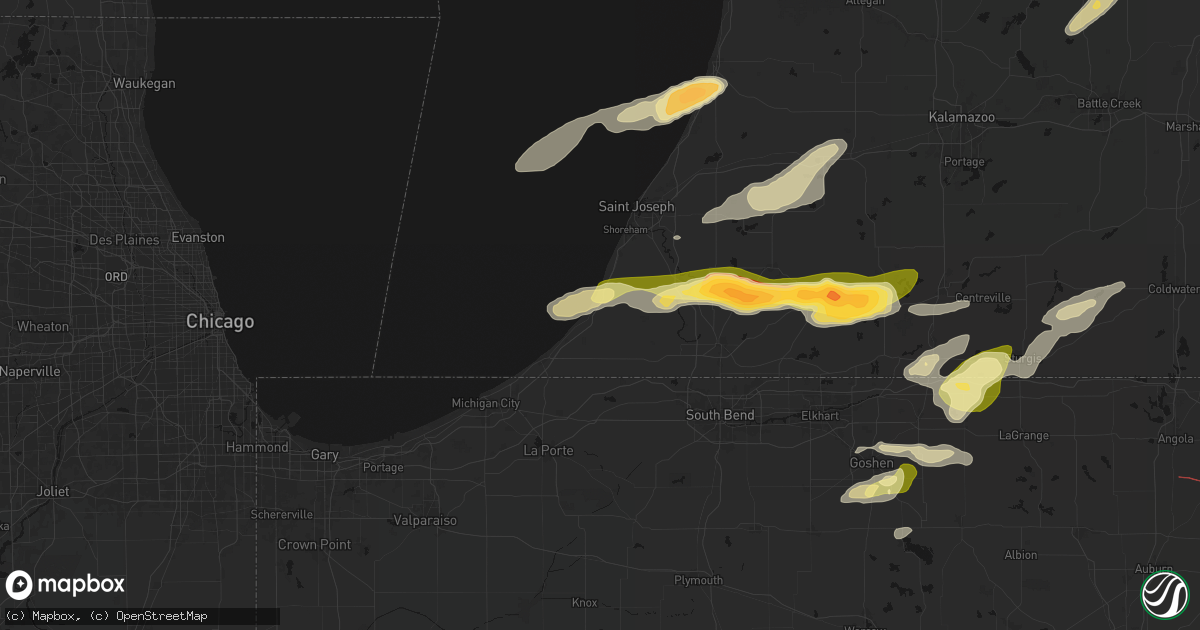 Hail map in Sawyer, MI on June 16, 2026