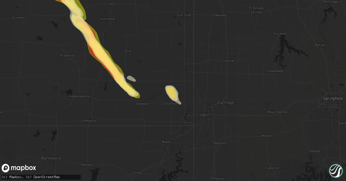 Hail map in Scammon, KS on June 16, 2026