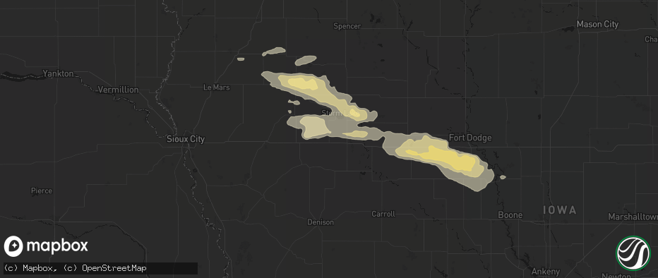 Hail map in Schaller, IA on June 16, 2026