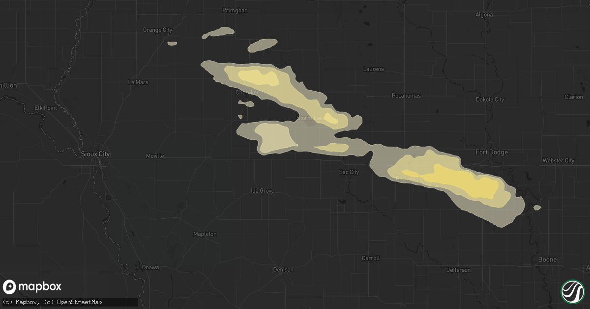 Hail map in Schaller, IA on June 16, 2026