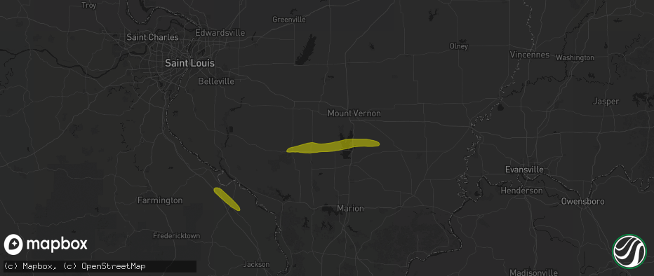 Hail map in Scheller, IL on June 16, 2026