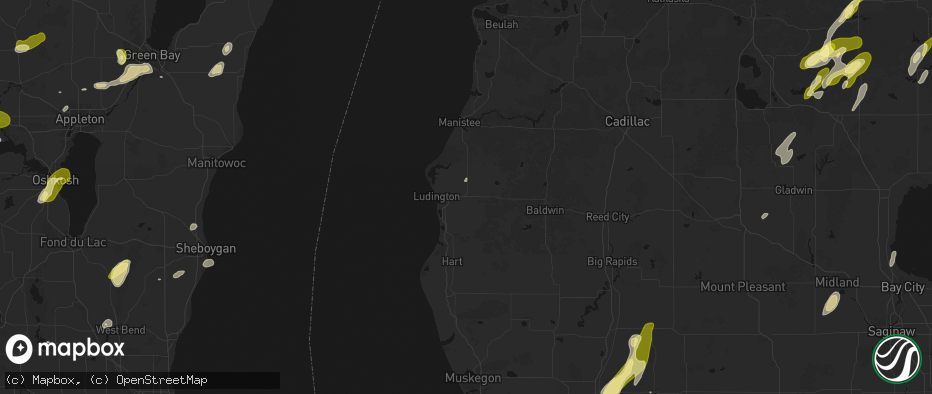 Hail map in Scottville, MI on June 16, 2026