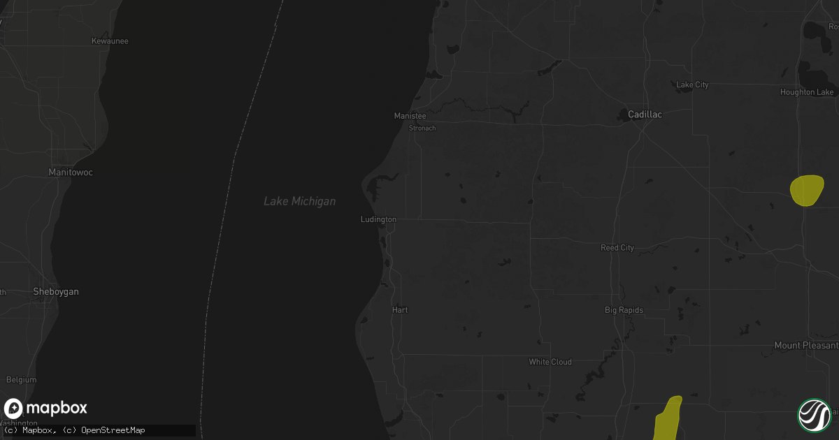Hail map in Scottville, MI on June 16, 2026