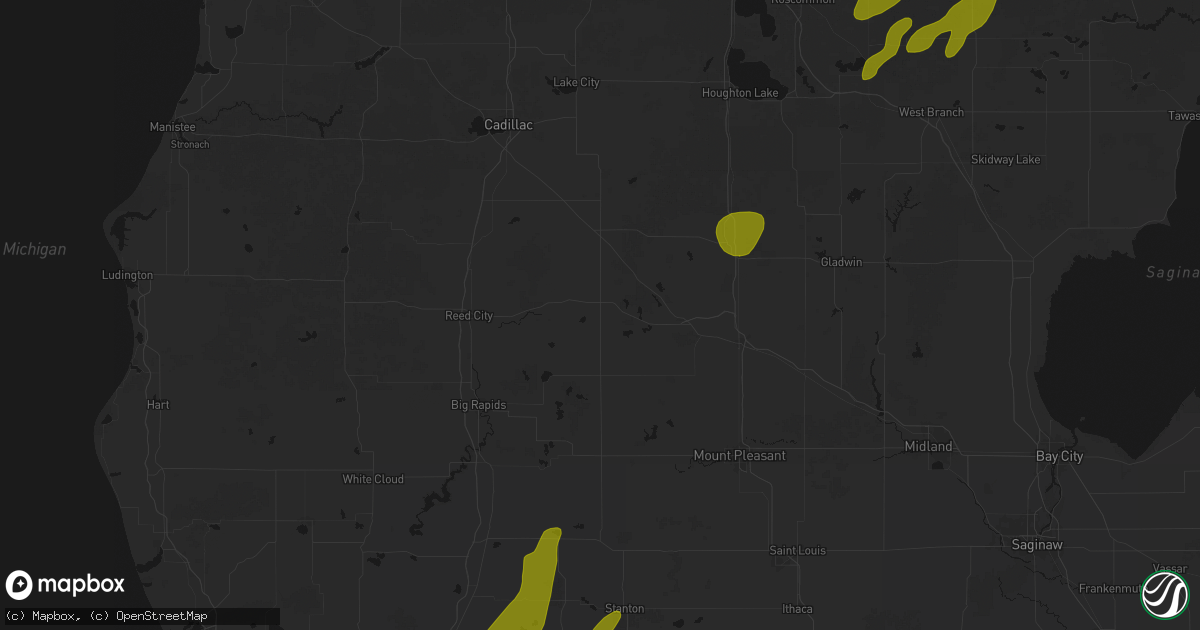 Hail map in Sears, MI on June 16, 2026