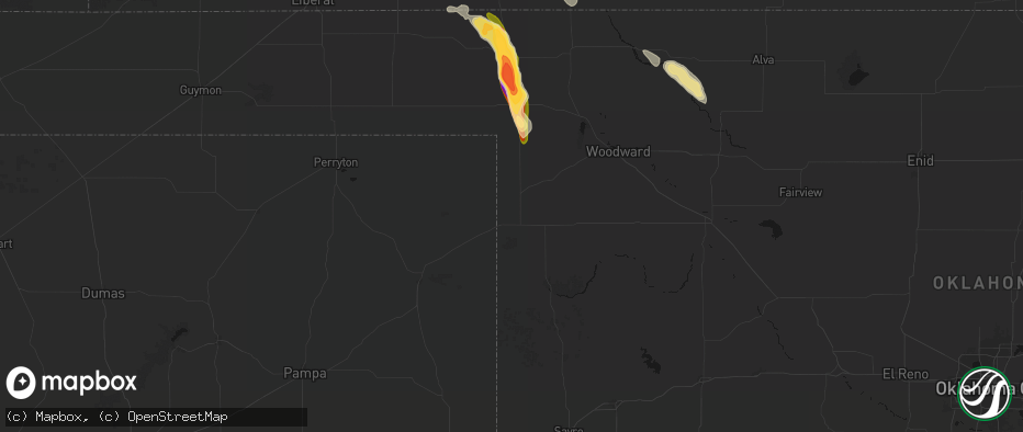 Hail map in Shattuck, OK on June 16, 2026