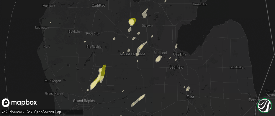 Hail map in Shepherd, MI on June 16, 2026