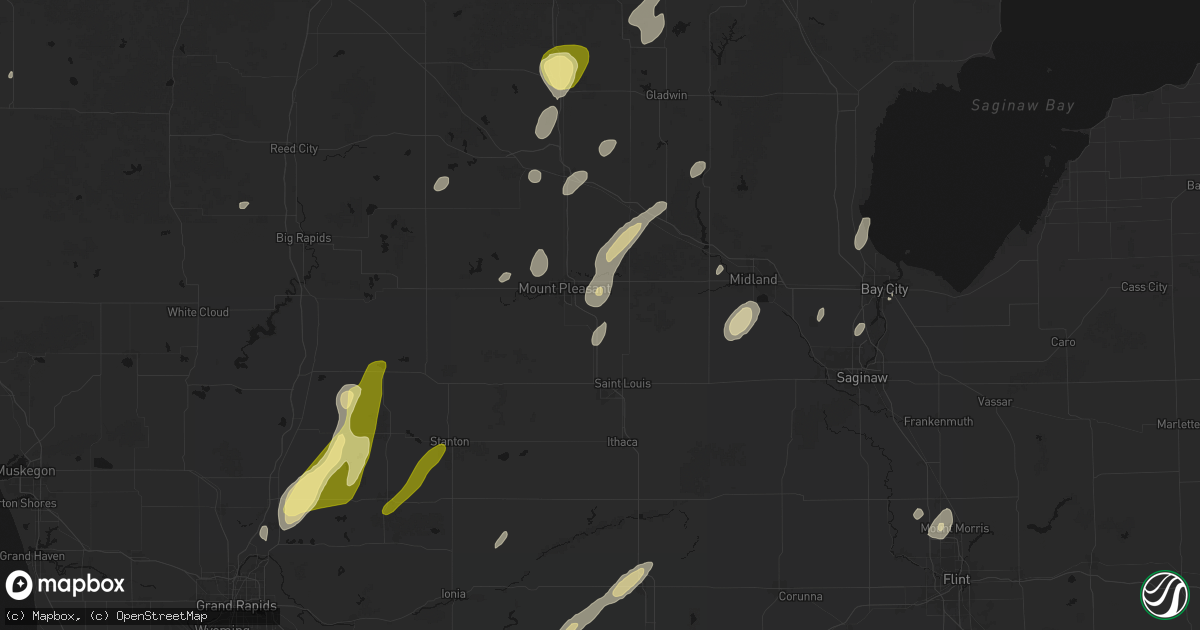 Hail map in Shepherd, MI on June 16, 2026