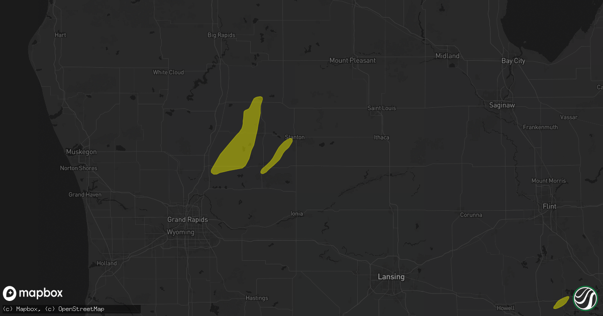 Hail map in Sheridan, MI on June 16, 2026