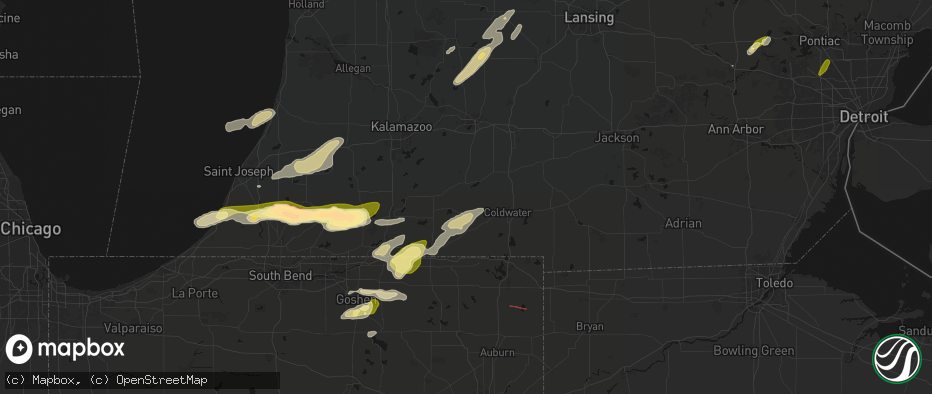 Hail map in Sherwood, MI on June 16, 2026