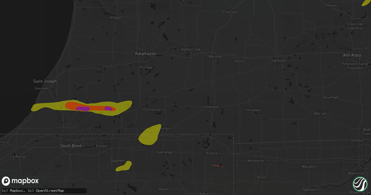 Hail map in Sherwood, MI on June 16, 2026