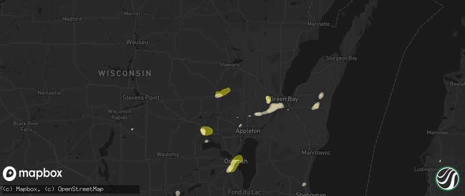 Hail map in Shiocton, WI on June 16, 2026