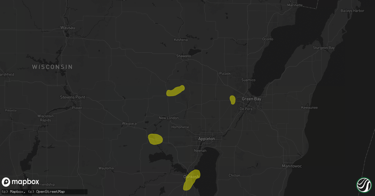 Hail map in Shiocton, WI on June 16, 2026
