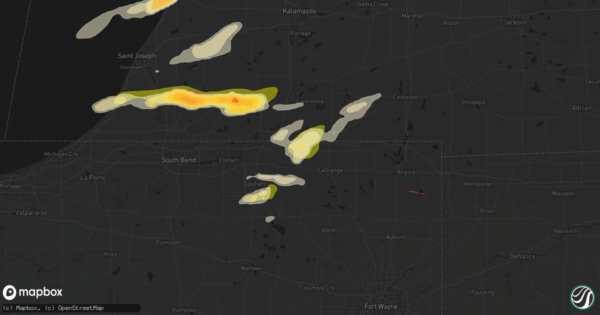 Hail map in Shipshewana, IN on June 16, 2026