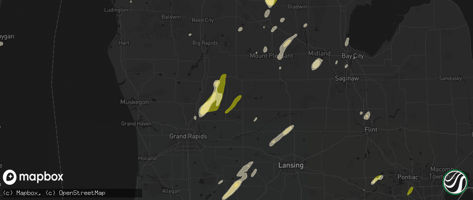 Hail map in Sidney, MI on June 16, 2026