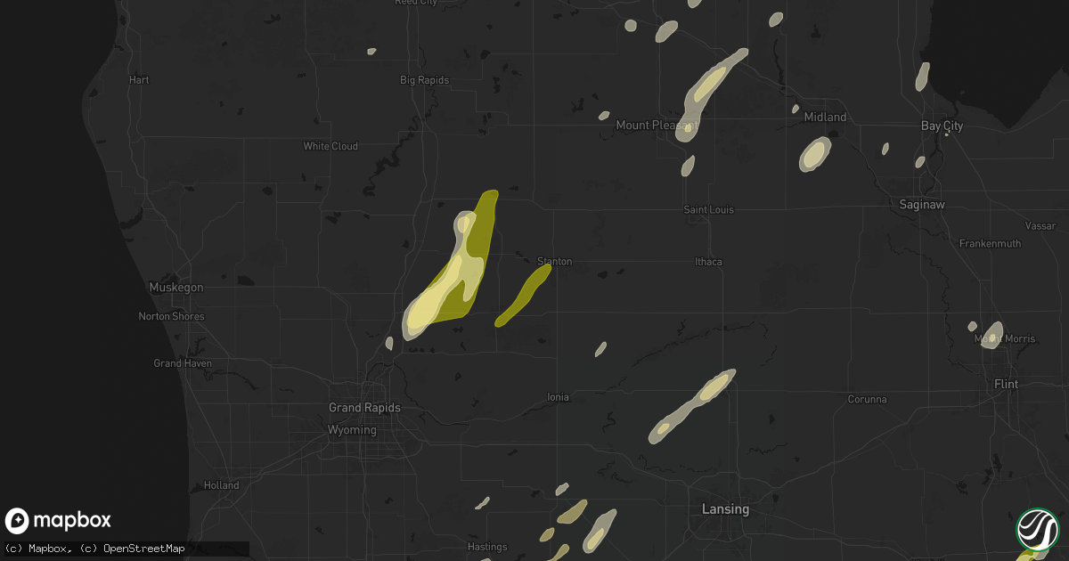 Hail map in Sidney, MI on June 16, 2026