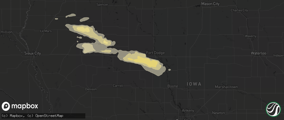 Hail map in Somers, IA on June 16, 2026