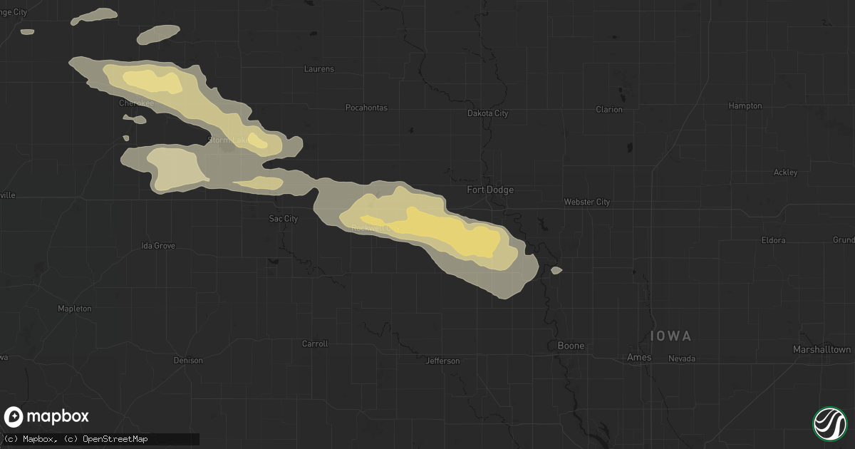 Hail map in Somers, IA on June 16, 2026