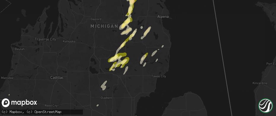 Hail map in South Branch, MI on June 16, 2026