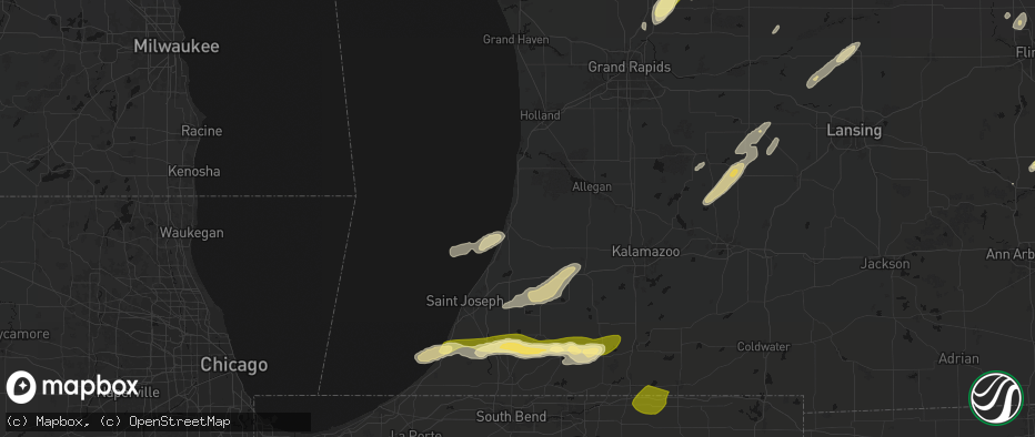 Hail map in South Haven, MI on June 16, 2026