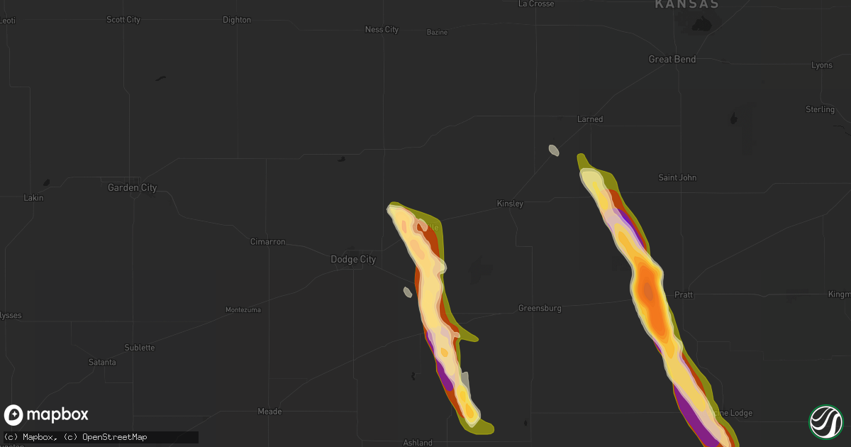 Hail map in Spearville, KS on June 16, 2026