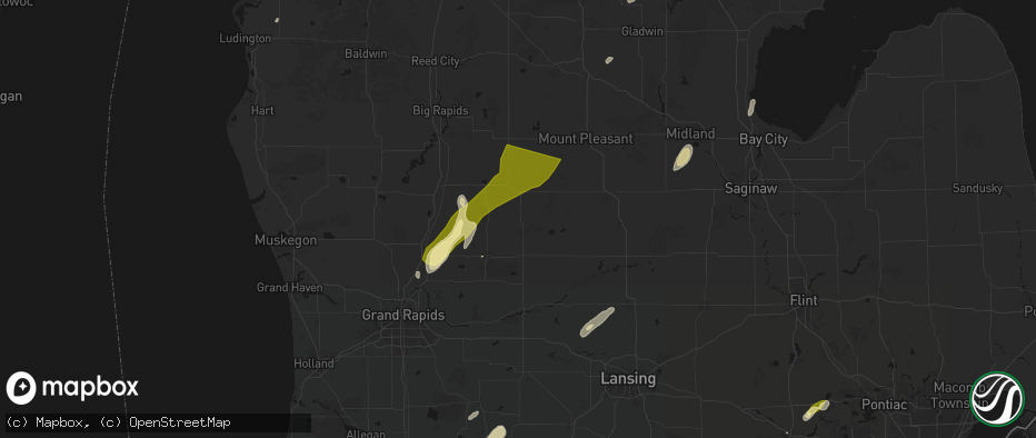 Hail map in Stanton, MI on June 16, 2026