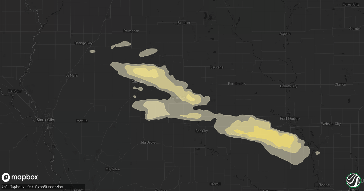 Hail map in Storm Lake, IA on June 16, 2026