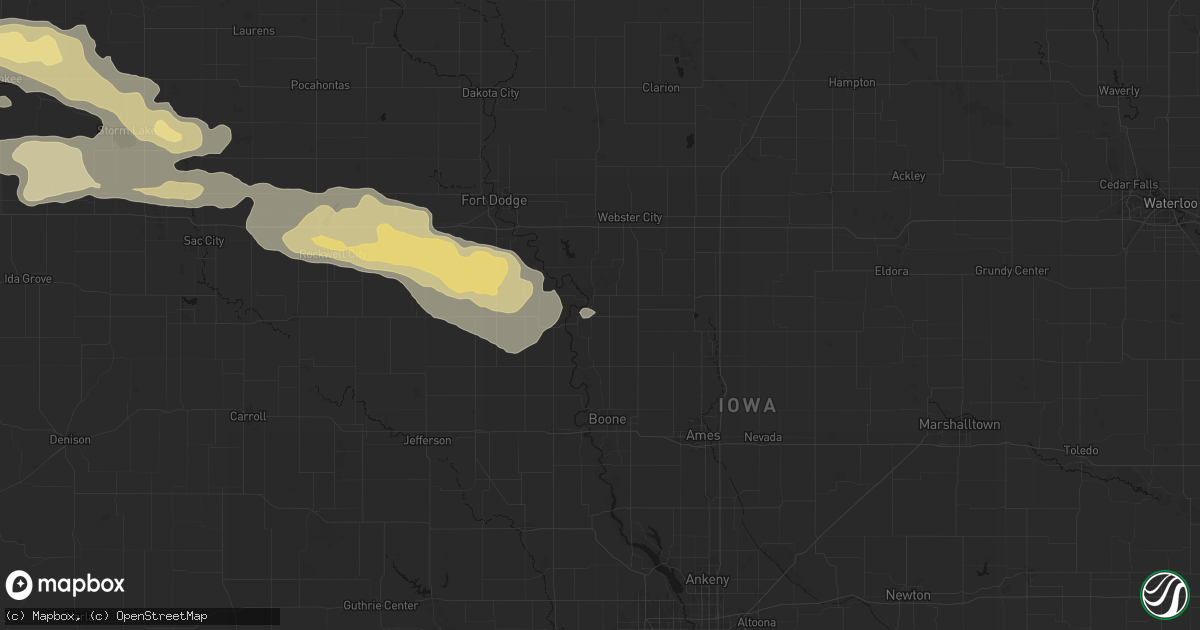 Hail map in Stratford, IA on June 16, 2026