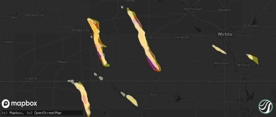 Hail map in Sun City, KS on June 16, 2026