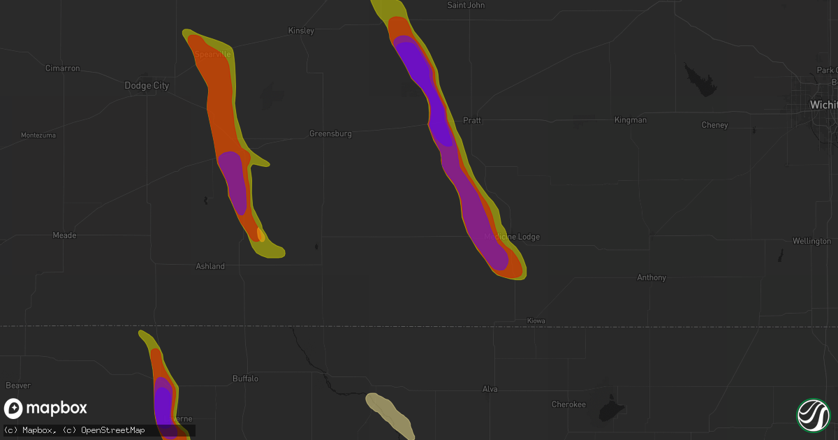 Hail map in Sun City, KS on June 16, 2026