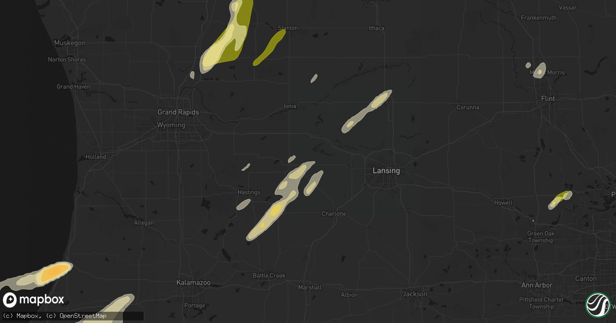 Hail map in Sunfield, MI on June 16, 2026
