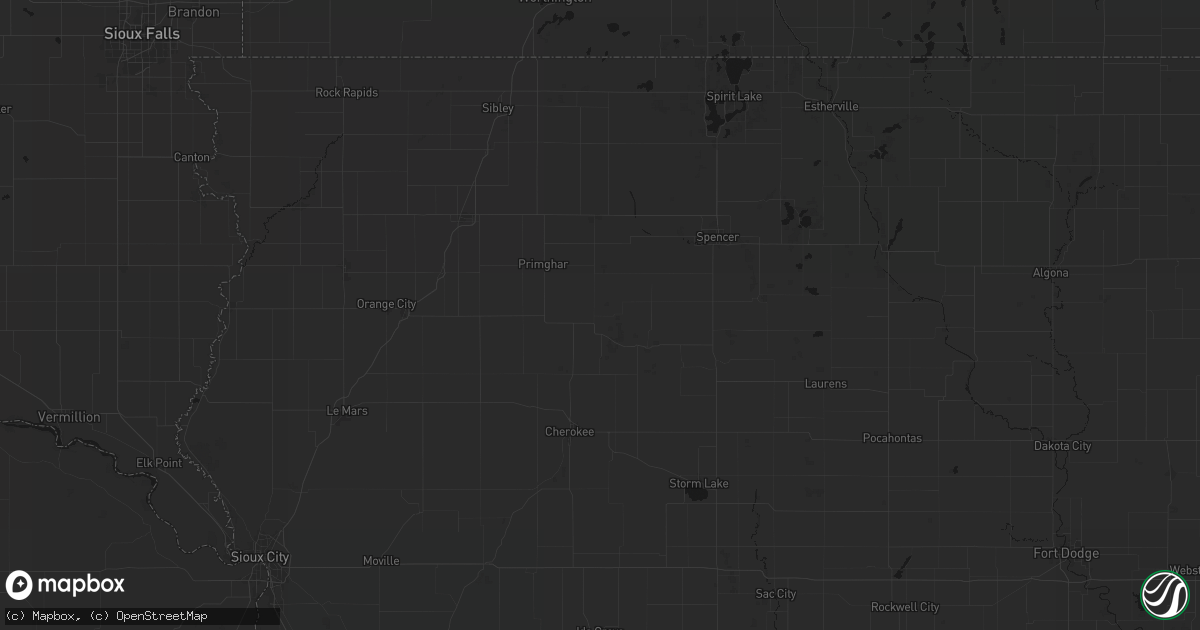 Hail map in Sutherland, IA on June 16, 2026