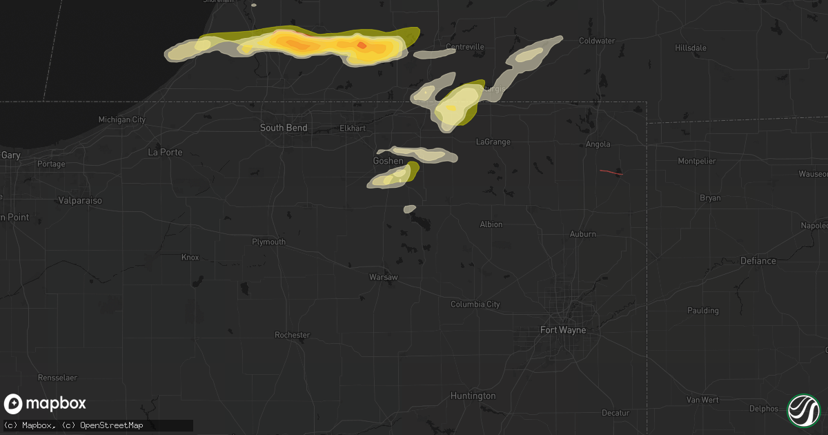 Hail map in Syracuse, IN on June 16, 2026