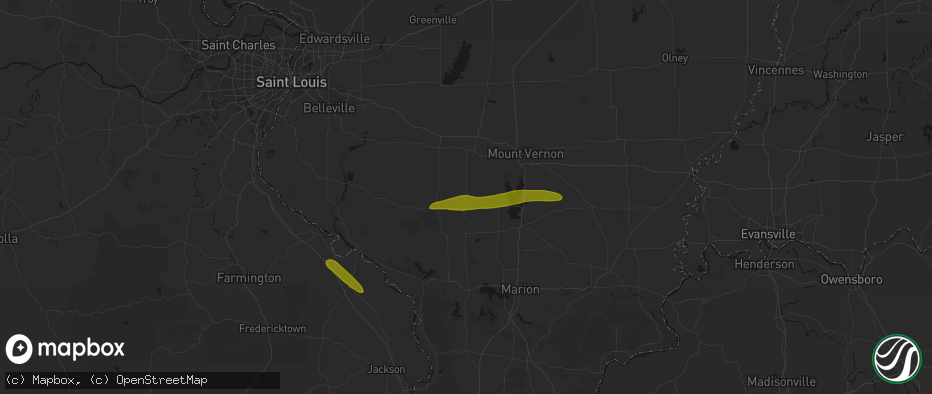 Hail map in Tamaroa, IL on June 16, 2026