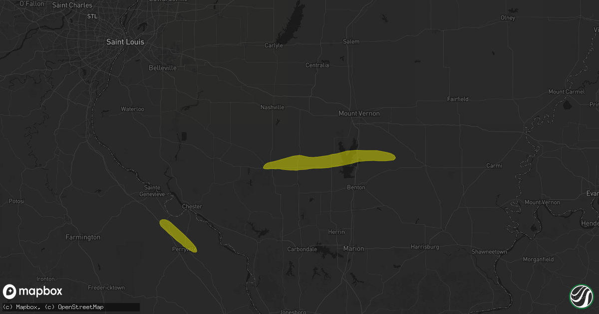 Hail map in Tamaroa, IL on June 16, 2026