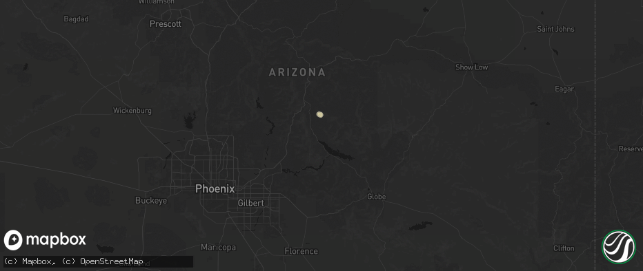 Hail map in Tonto Basin, AZ on June 16, 2026