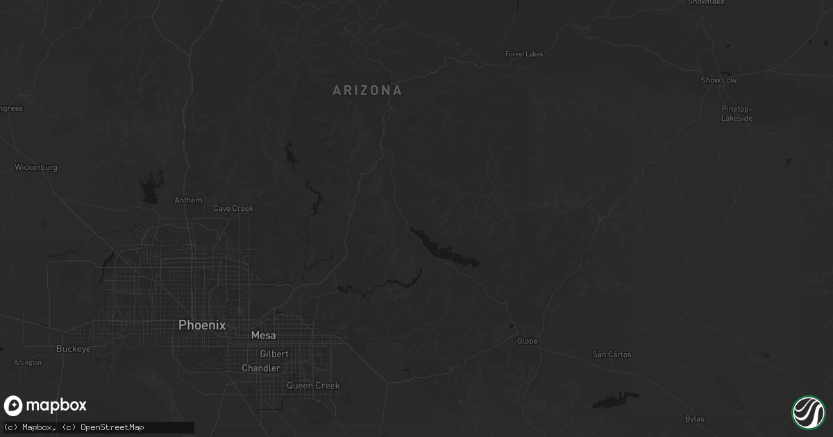 Hail map in Tonto Basin, AZ on June 16, 2026
