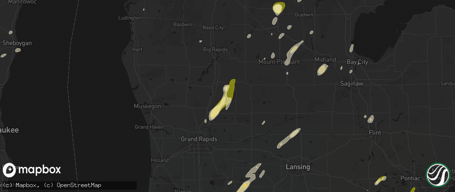 Hail map in Trufant, MI on June 16, 2026