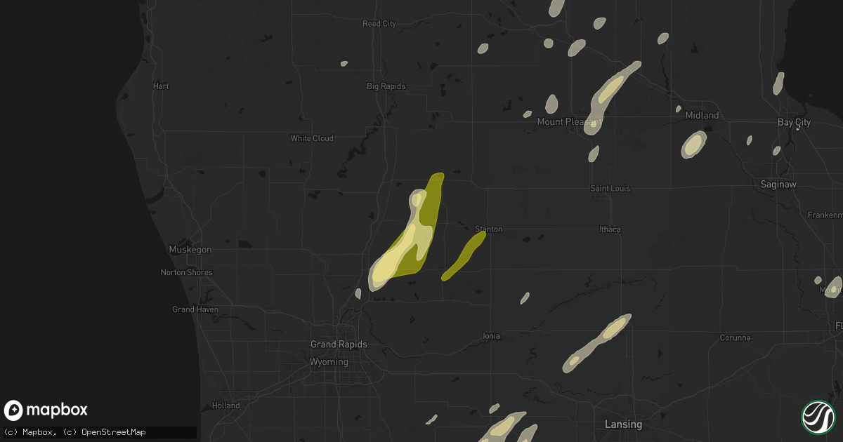 Hail map in Trufant, MI on June 16, 2026
