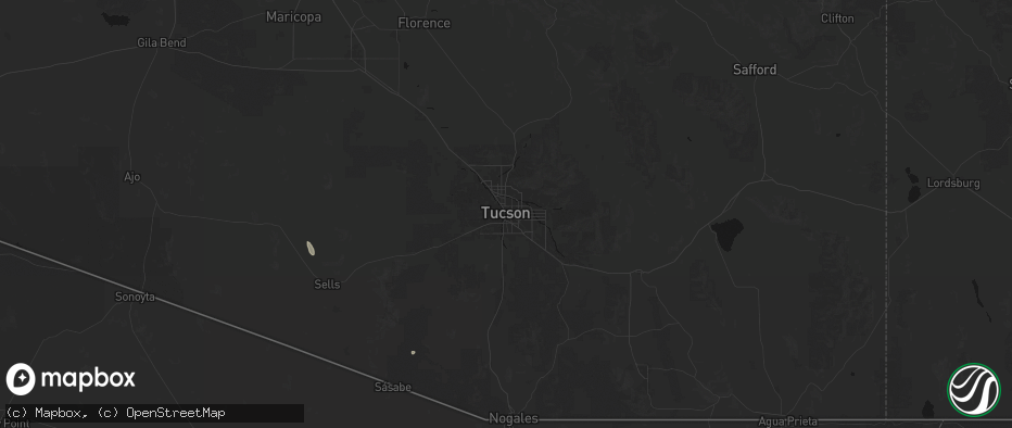 Hail map in Tucson, AZ on June 16, 2026