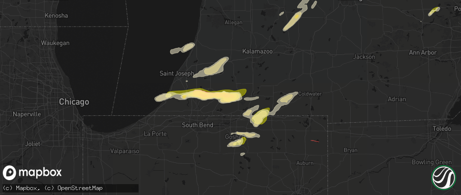 Hail map in Vandalia, MI on June 16, 2026