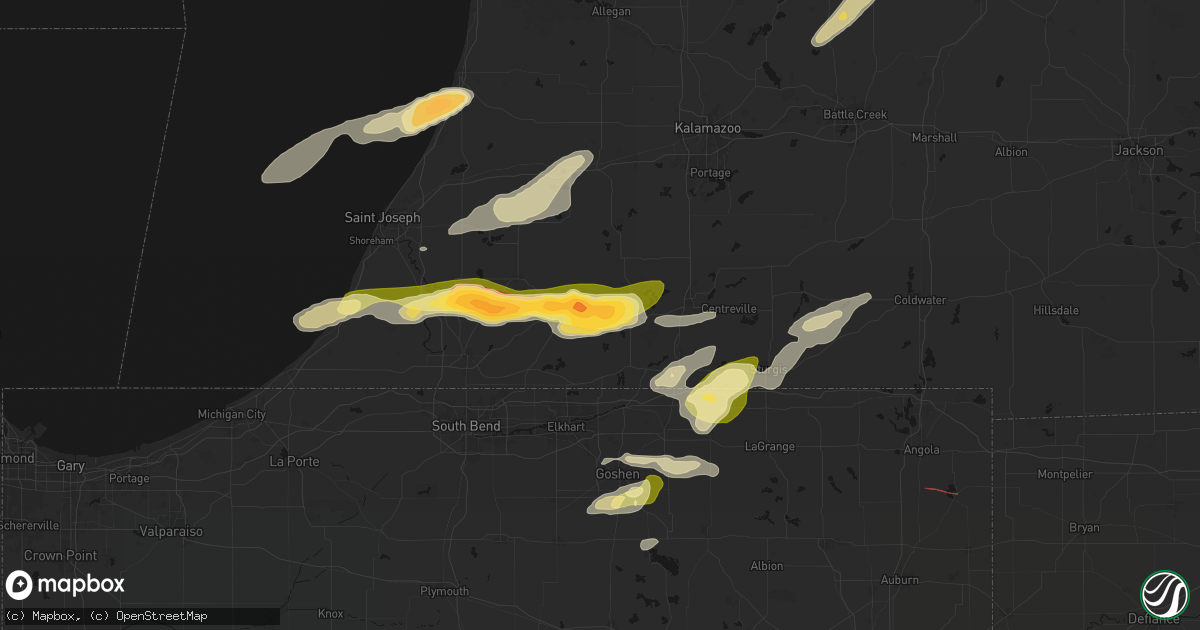 Hail map in Vandalia, MI on June 16, 2026